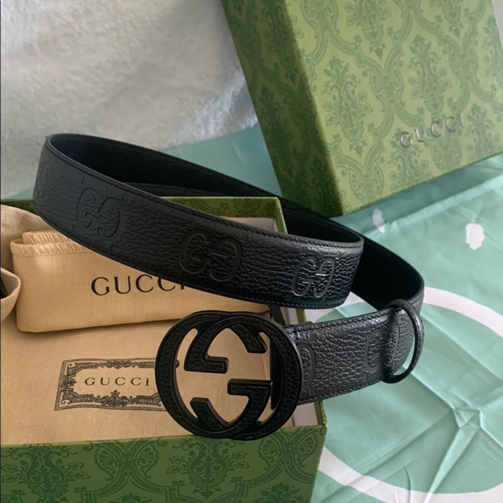 Gucci Black Leather Belt for Men
